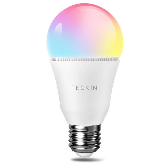 TECKIN Ampoule LED WiFi Alexa E26 A19, compatible avec Alexa, Google Home, dimmable, lumière chaude et froide, 7,5W 800LM. 1 pc