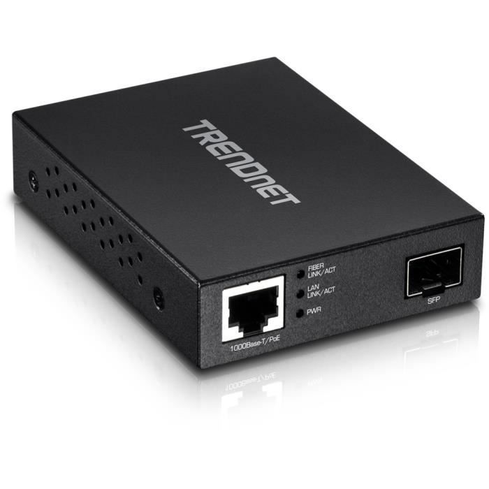 TRENDNET Convertisseur de Média/Transceiver TFC-PGSFP - 1 Port - 1 x Réseau (RJ-45) - Paire torsadée, Fibre Optique - Mode