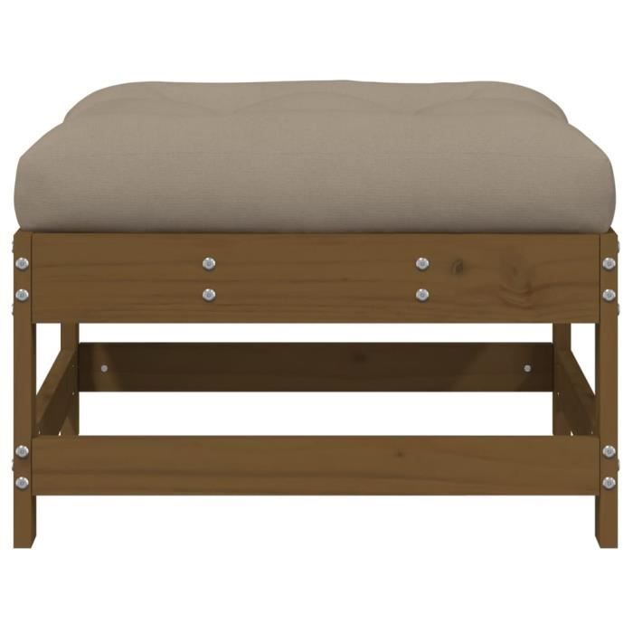 Banc De Salon Repose-Pied VidaXL 58 Cm Marron - Toile Et Cuir Véritable
