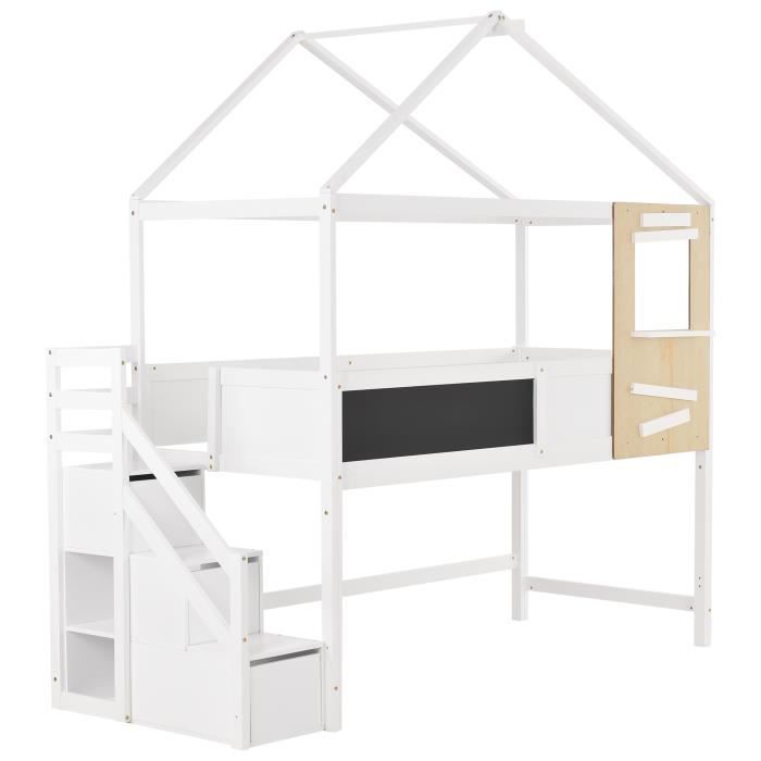 boh lit combiné enfant contemporain décor blanc  200x90 cm lit de maison, lit d'enfant bon qualité