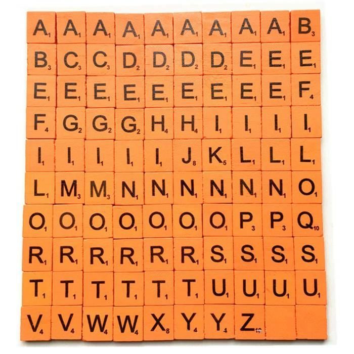 Magicfly Lettre Tuiles de Scrabble en Bois 500 Pièces Jeu de Mots Prénom Croisés DIY de Scrabble Puzzle Alphabets A à Z pour Décoration Enfant Cadeau en Bois 