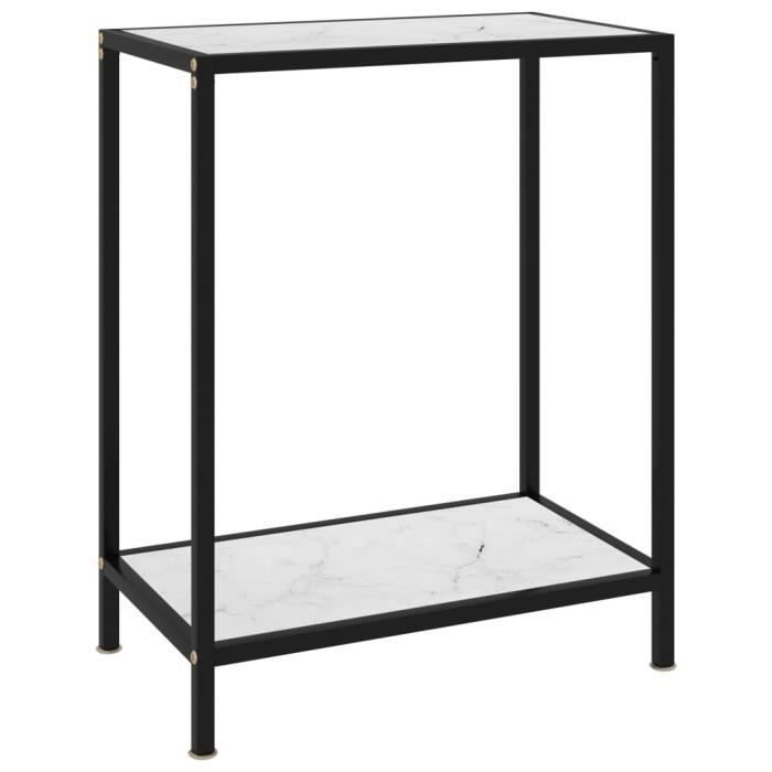 yaj-table console blanc 60x35x75 cm verre trempé-yaj322829