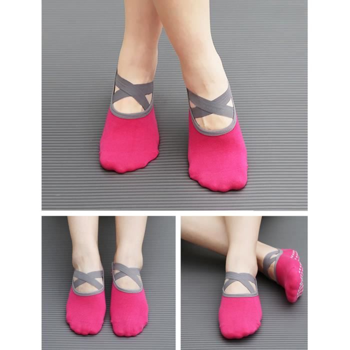 chaussettes de yoga antidérapantes yosoo pour femmes - rose - absorbantes et stables