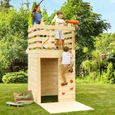 Maisonnette en bois pour enfants et ado avec mur escalade - Soulet - Knight - Bois massif - 2,92 m² - Marron-1