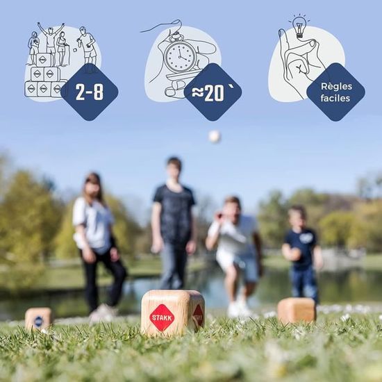 Jeu STAKK Lancer Extérieur - Version Bois, 2-8 Joueurs, Comme Pétanque Moderne