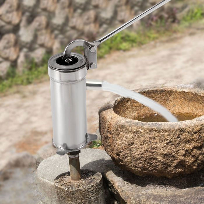 Pompe à Puits Manuelle En Acier Inox - Aspiration Jusqu'à 8m - Pour Jardin, Irrigation - Avec Accessoires