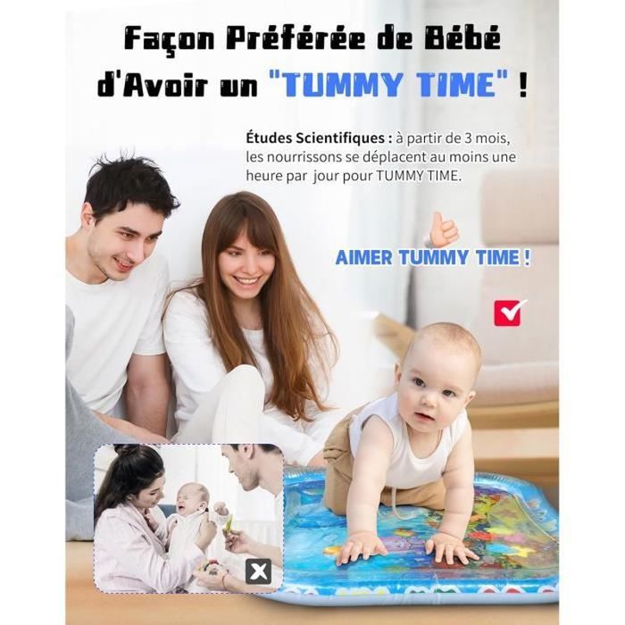 Tapis D'Eau Bébé XXL 95x76cm - Sensoriel Pour 3-12 Mois - Gonflable Et Sécuritaire