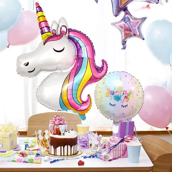 4 ans decoration anniversaire licorne fille,kit pastel ballon licorne  anniversaire fille avec bannière de joyeux anniversaire[A763] - Cdiscount  Maison