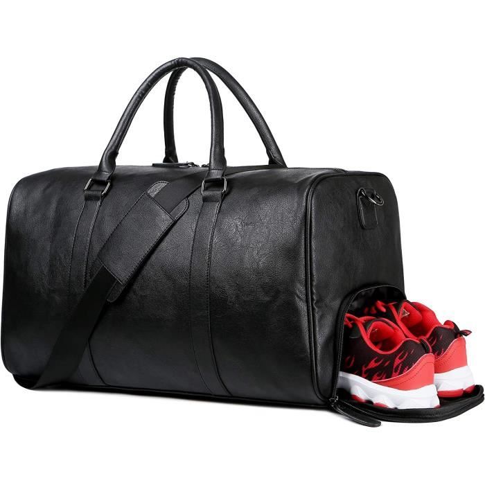 Sac De Sport Grand Format - Voyage Homme Pu Cuir Vintage Gym Week-End  Duffel Camping Randonnée