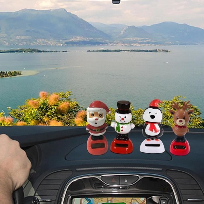 Figurines Dansantes Solaires De Noël – Bonhomme De Neige, Père Noël, élan, Pingouin, Décoration Tableau De Bord - 8
