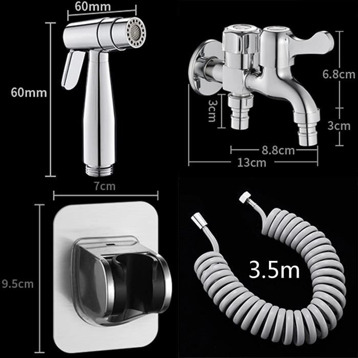 Kit Douchette wc - avec crochet de réservoir et tuyau de douche flexible de  122 pouces rétractable pour l'assainissement de l'ea86 - Cdiscount Bricolage