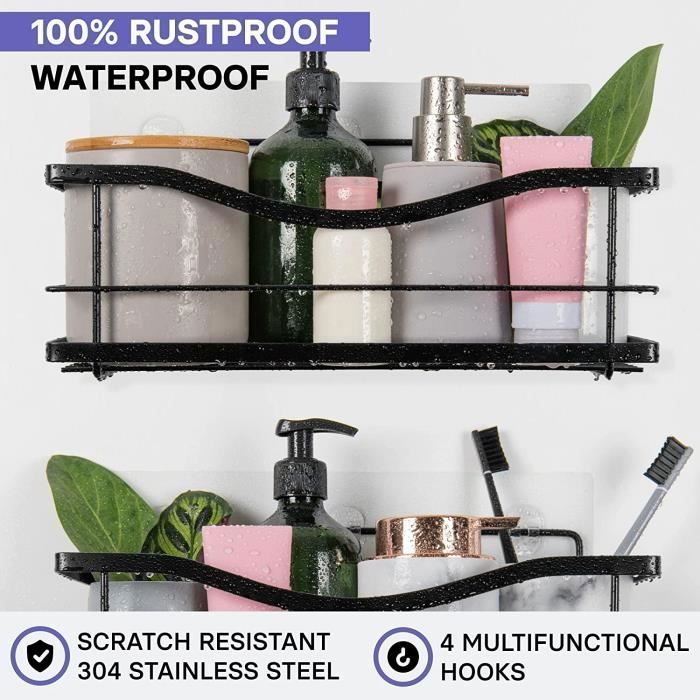 Étagère De Douche Sans Perçage, Étagère Salle De Bain Acier Inoxydable SUS304, Auto-Adhésif, Brossé 30