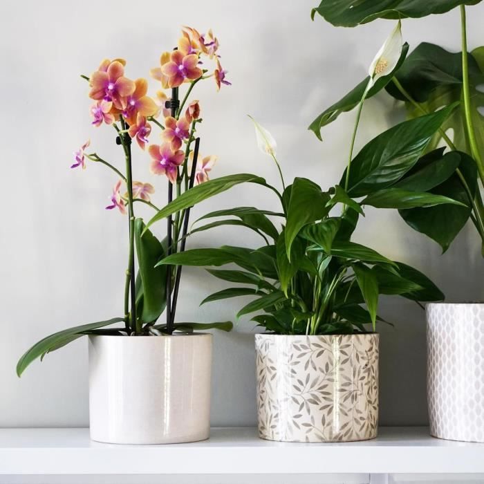 Pot De Fleurs En Céramique, Effet Lin, 16 X 18 Cm[b4258] - Cdiscount Jardin