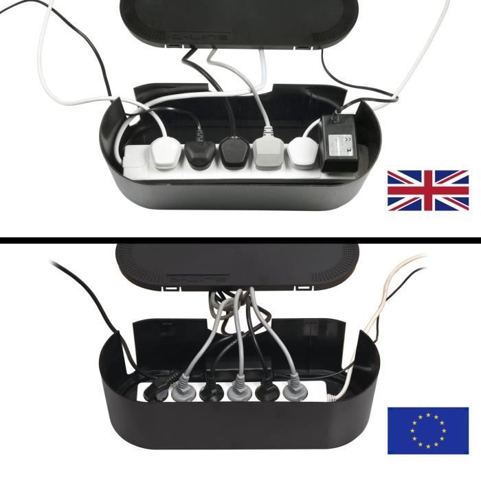 Boîte De Rangement Pour Câbles De Bureau - Cache-fils En Plastique Avec Couvercle (style Bois)