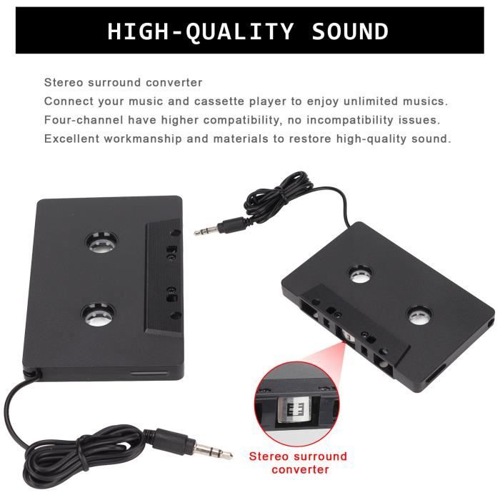 Arsvita Récepteur de cassette audio de voiture sans fil Bluetooth, lecteur  de bande Bluetooth 5.0, adaptateur auxiliaire de cassette, noir :  : High-Tech