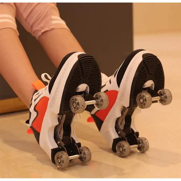 Les chaussures décontractées deviennent des patins à roulettes en une  seconde. Quatre roues Roller Roller Skates Dual-purpose Roller Skates-yky
