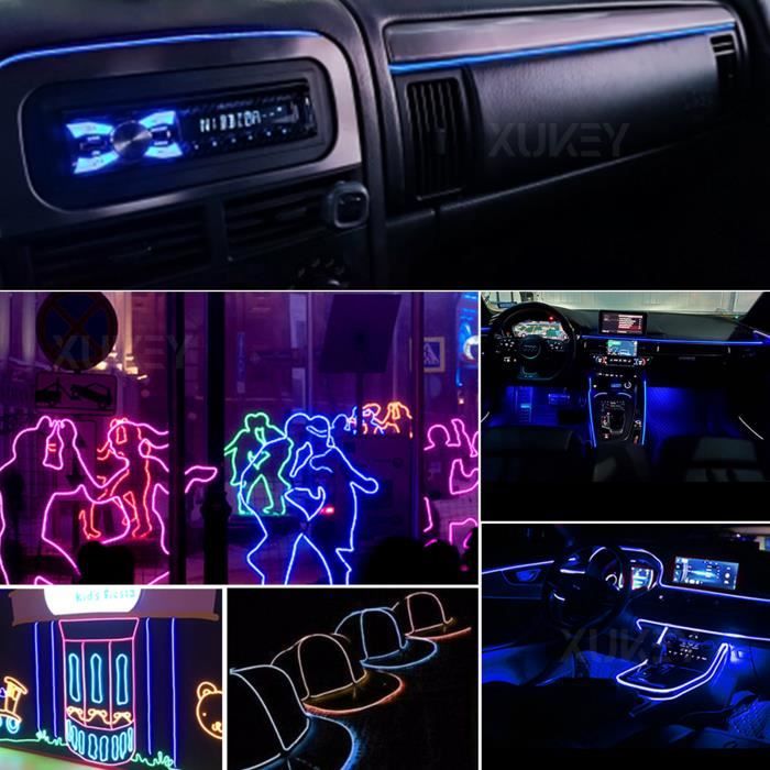 Voiture Led Bande Intérieure Lumière 3m Usb Neon Fil Lumières Glowing Éclairage Ambiant Décorations de Voiture Intérieur | FR