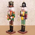 30CM 4PCs Figurine Casse-Noisette Chanceux Noël - Soldat En Bois - Décor Noël Vintage Artisanat Cadeau-2