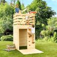 Maisonnette en bois pour enfants et ado avec mur escalade - Soulet - Knight - Bois massif - 2,92 m² - Marron-2