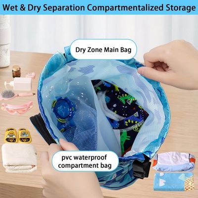 Bldrwer Sac Piscine Enfant Bleu - Grand Sac Sport Avec Compartiment Chaussures Et Humide