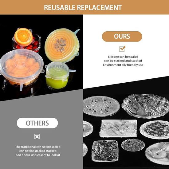 Couvercles En Silicone Pour Conservation Alimentaire - Lot De 4 Taille S (15 Cm) - Pour Bols, Tasses, Assiettes - Micro-ondes Et Frigo