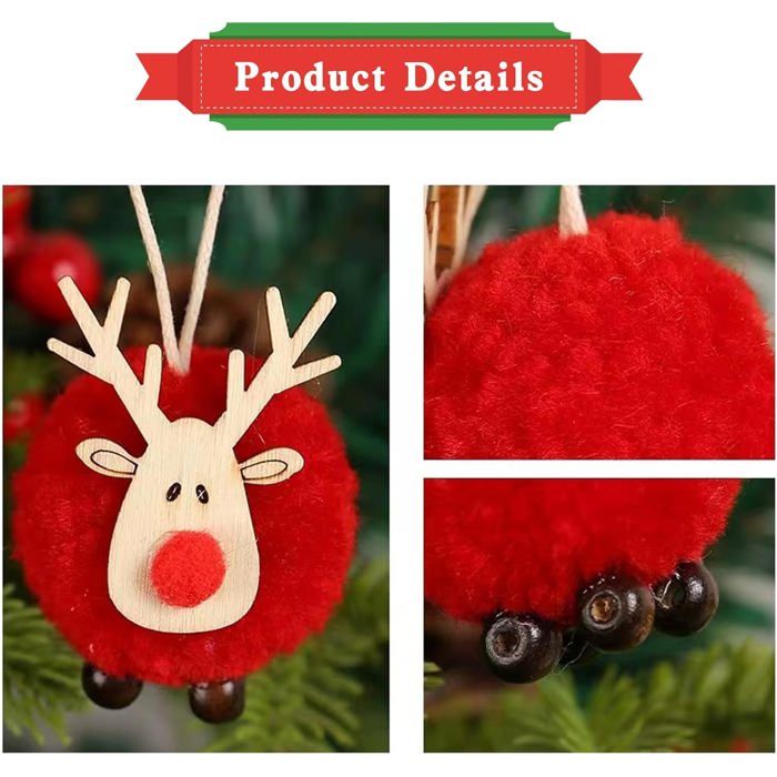 Lot De 20 Pendentifs En Bois De Noël Tête De Renne – Décorations Suspendues Pour Sapin, Porte, Fenêtre, 9,5 X 6 Cm - 2
