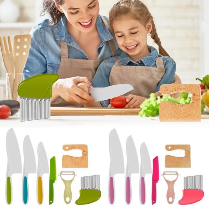 K)Ensemble de couteaux de cuisine pour enfants, coupeur de cuisine