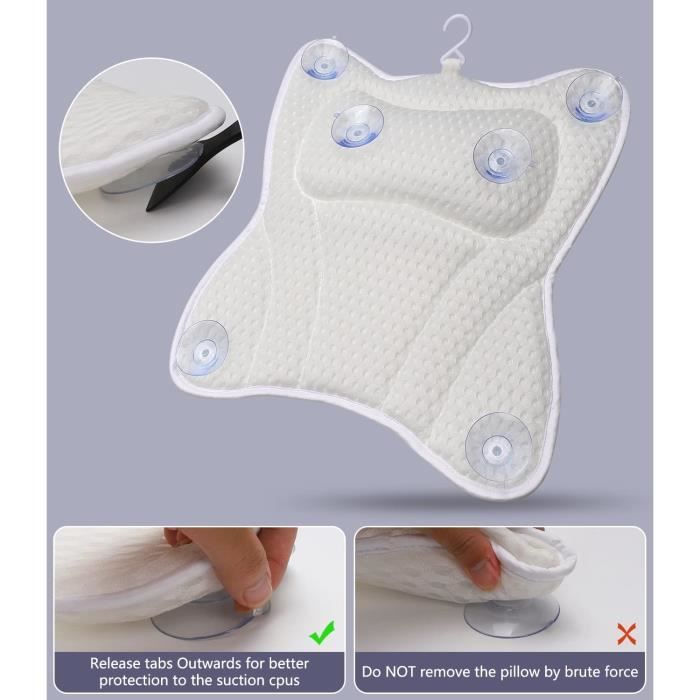 Coussin De Bain PU Ergonomique Healeved Avec Ventouses - Appuie-Tête Forme Cœur Pour Spa Et Baignoire