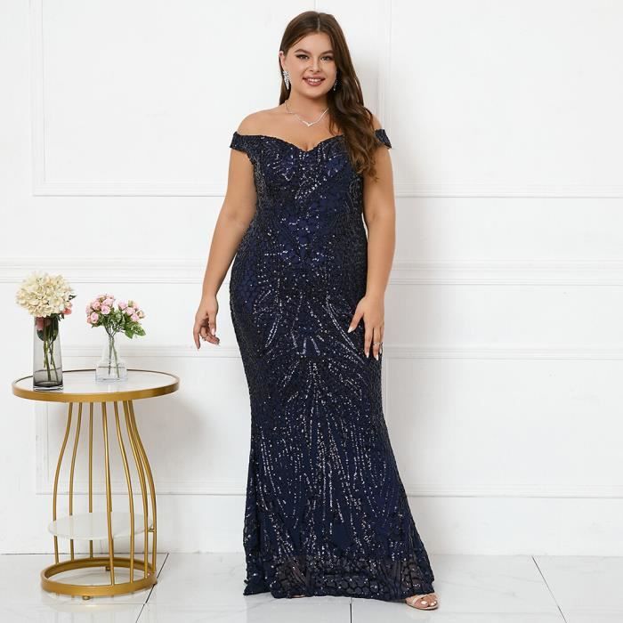 Robe de soiree grande taille bleu marine cheap