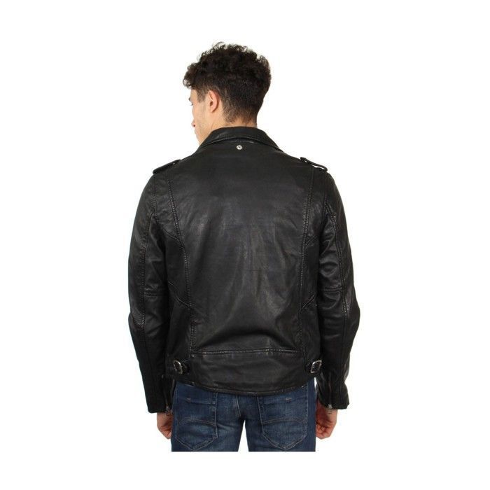Blouson Perfecto Schott En Cuir D'agneau - Modèle Lavé Full Veg, Noir - Style Motard Classique