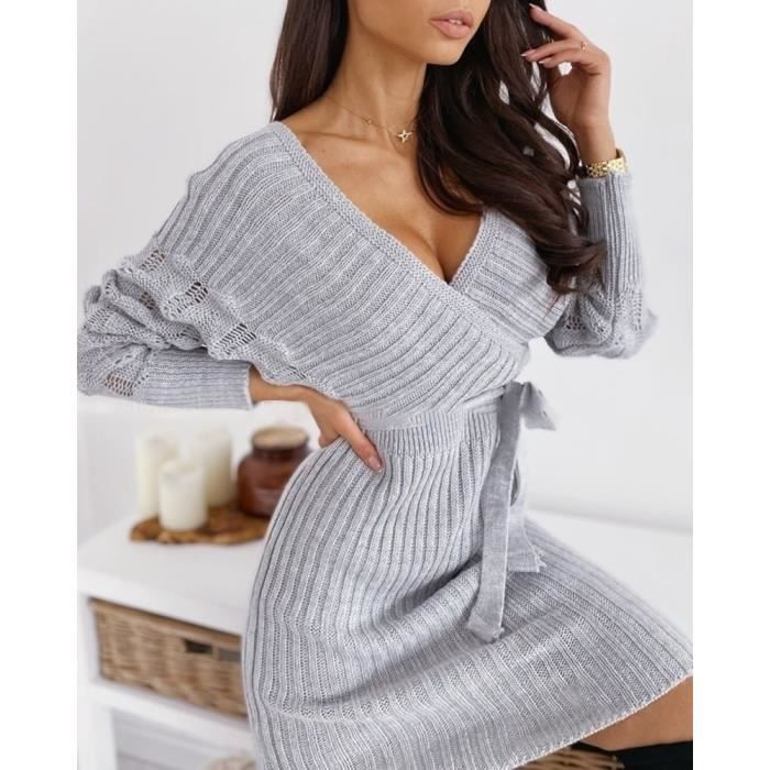 PULL Robe pull en maille pour femmes paules d nud es dos nu