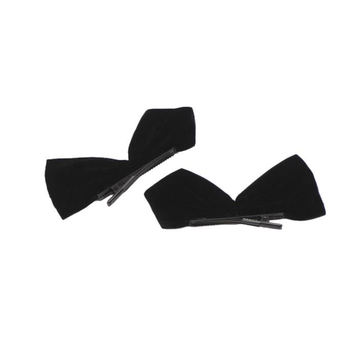 Barrette à Cheveux Résin - Noeud Papillon - Effet Cristaux Noir - 62 Mm