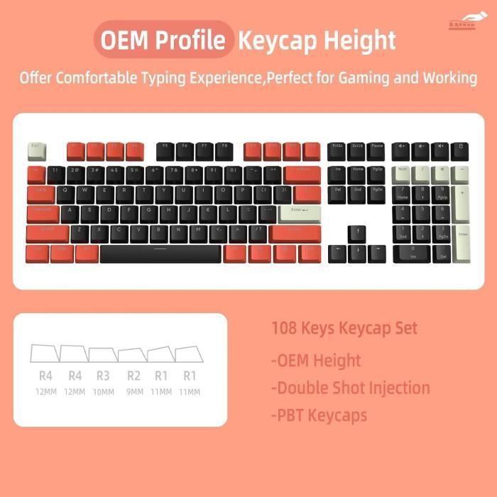 Keycaps Pbt,108 Touches Pbt Double Shot Keycap Set,Profil Oem ...