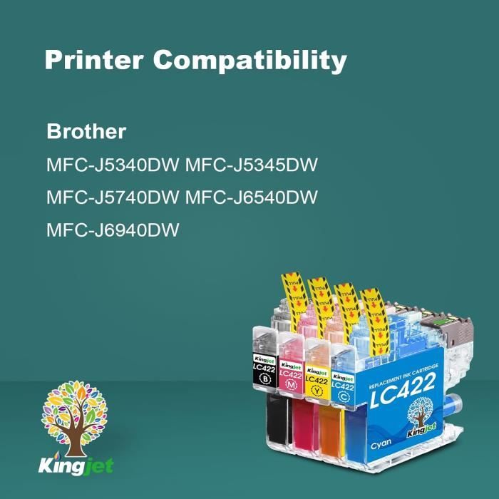 Cartouche pour BROTHER LC422 LC422XL Compatible Multi-couleurs x 5 -  PREMIUM CARTOUCHE avec MFC J5340DW, MFC J5345DW, MFC J5740DW