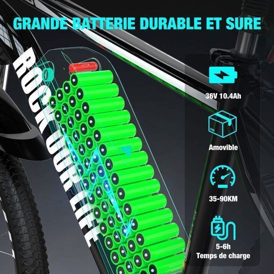 Rcb vélo électrique 26 pouces bleu, shimano 7 vitesses, e-bike urbain  adulte,batterie 36v/12ah moteur 250w,pédalage assisté autonomie 35-90km -  Conforama