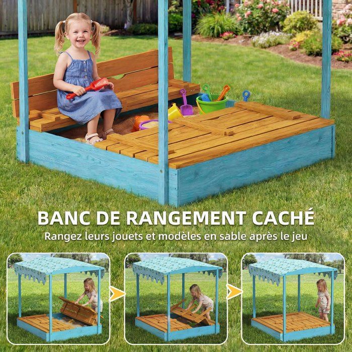 Bac à Sable Portable Avec Couvercle – Boîte De Rangement Empilable Pour Enfants, Bleu/vert, 38x25x9 Cm