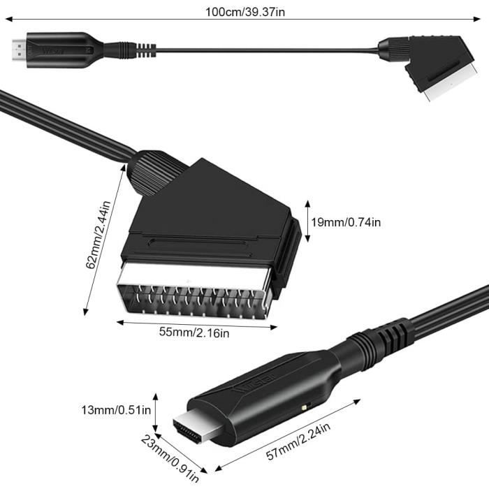 Convertisseur Péritel vers HDMI, Adaptateur Peritel vers HDMI avec Câbles  USB et HDMI, Prise en Charge de la Conversion HD 720[105] - Cdiscount TV  Son Photo