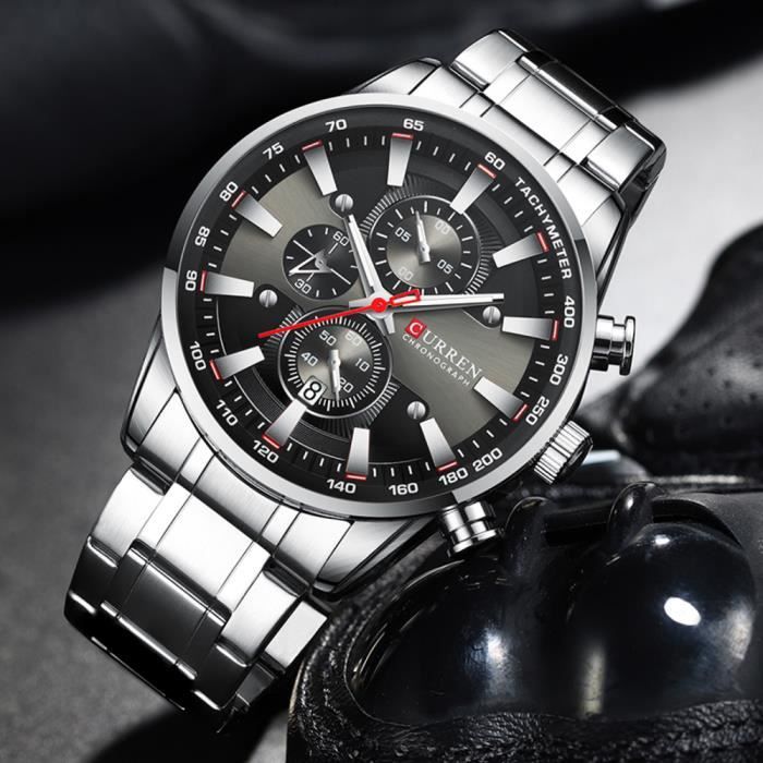 CURREN 8351 Montre Quartz pour Homme Marque de Luxe Acier