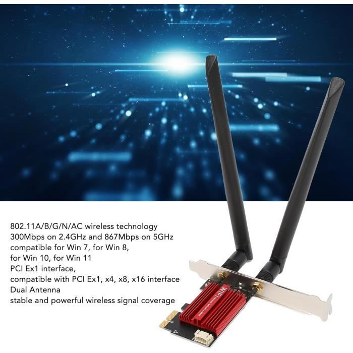 Carte Réseau WiFi Double Bande 2.4G/5G + Bluetooth 4.2 - Mini PCI-E, Compatible PC Bureau Et Portable