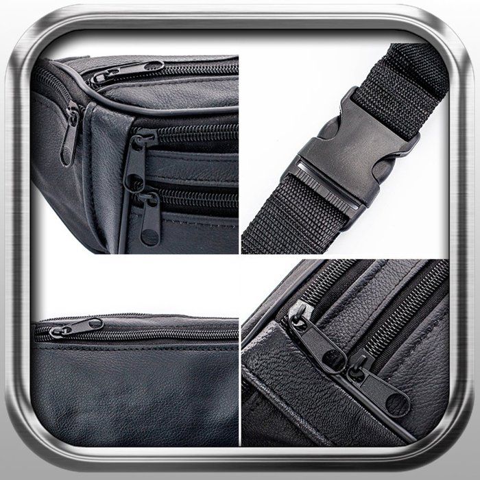 Pochette Vintage Koenig En Cuir Noir - Style Banane Ou Ceinture, Sac à Main - Occasion, Cuir Authentique
