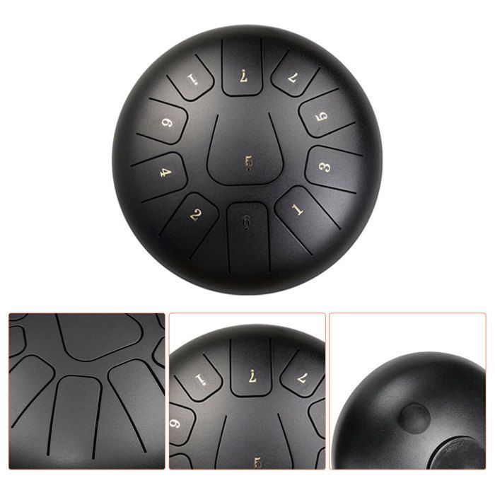 UCAMP Tongue Drum 6 Pouces 11 Notes Ré Majeur – Handpan Acier Titane Avec Maillets, Sac Et Accessoires, Parfait Pour Méditation & Yoga
