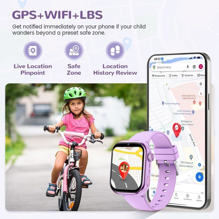Montre Connectée Enfant 4G GPS - 1.83" écran, Appels Vidéo, SOS, Mode école, IP68, Batterie 800 MAh