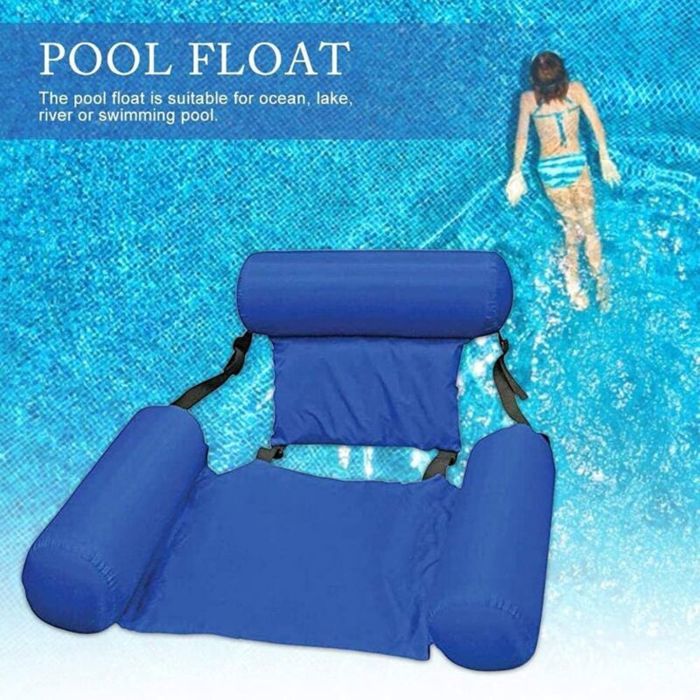 COSTWAY Matelas Gonflable Lounge Auvent Rétractable Amovible, Flotteur de Piscine à 2 Places avec 3 Oreillers Confortables Charge 180KG, Île Flottante pour Extérieure, 186 x 186 x 155 cm