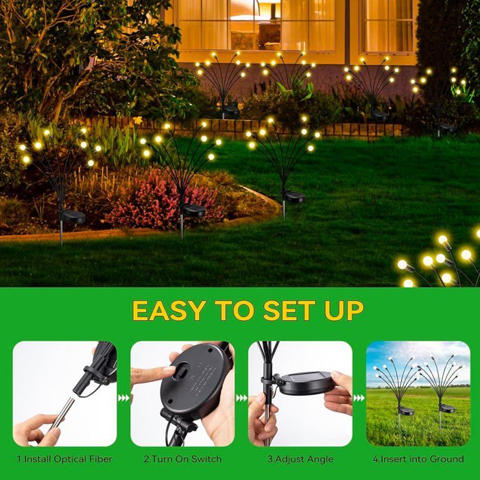 Lampes solaires d'extérieur étanches, lampes solaires oscillantes pour jardin, décoratives pour