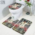 Abattant Wc,Elvis Presley 3D imprimé salle de bain piédestal tapis couvercle toilette couverture bain tapis ensemble - Type 9-0