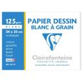 CLAIREFONTAINE - Pochette dessin - Papier à grain P.E.F.C - 24 x 32 - 12 feuilles - 125G - Couleur blanche-0