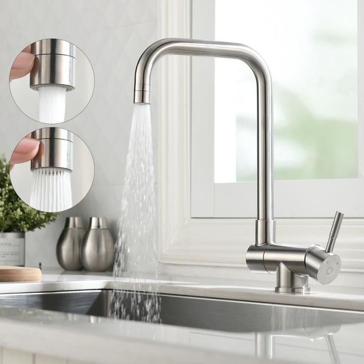 cacipa mtigeur de cuisine pour evier contre fenetre robinet avec 2 jets pivotant a 360 cdiscount bricolage