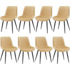 WAFTING Lot de 8 Chaises de Salle à Manger avec Assise et Dossier Tapissés en Velours, Pieds en Métal Robustes,Champagne
