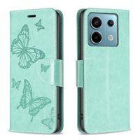 Pour Xiaomi Redmi Note 13 4G Etui à Rabat Magnétique PU Étui en Cuir Protection Etui Housse Portefeuille - Papillon Vert