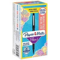 Paper Mate Flair Original - Boite de 36 Feutres - Noir - pointe moyenne 0.7 mm
